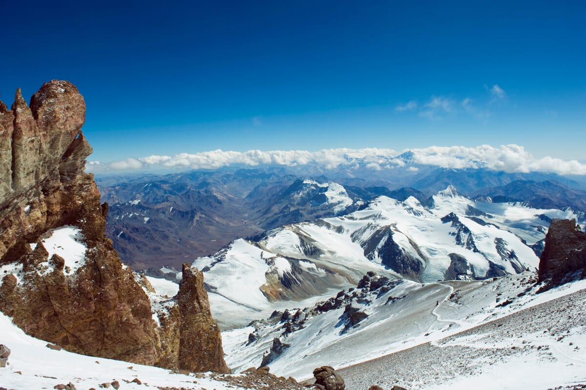 Fernsicht vom Gifpel des Aconcagua