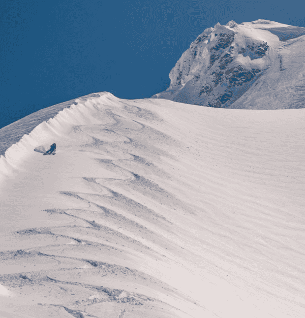 Skitourengeher: während der Abfahrt im Powder