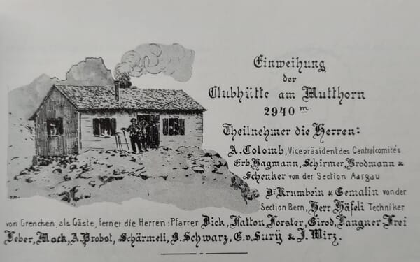 Zeichnung der ersten Mutthornhütte mit 25 Schlafplätzen