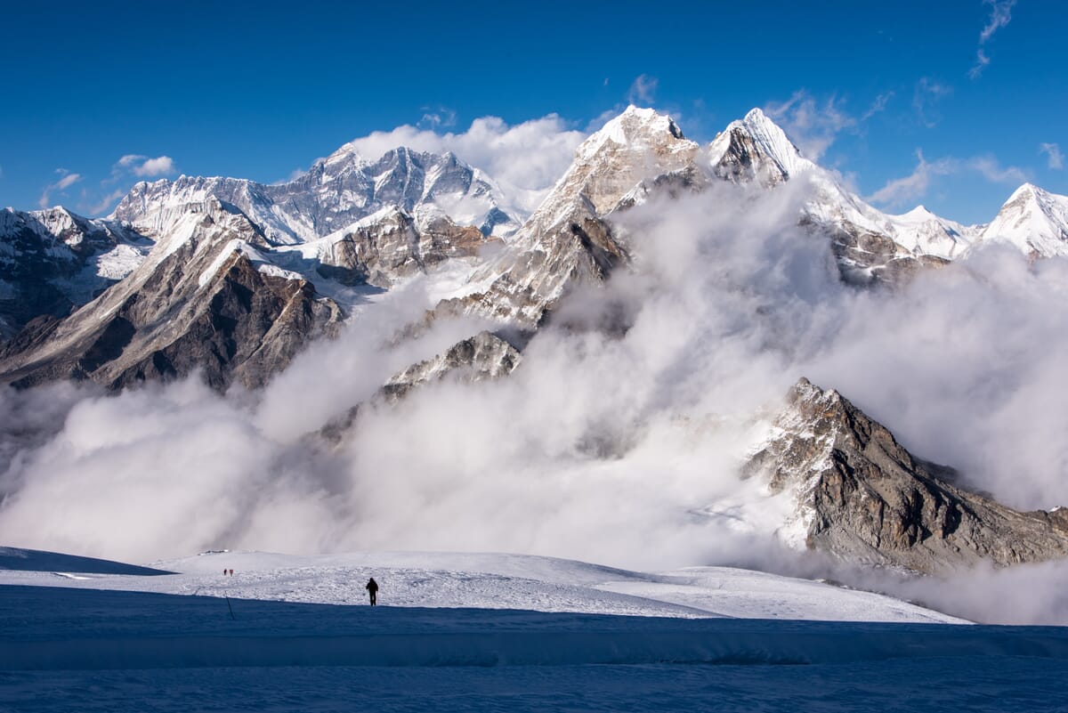 Blick auf 8000er im Aufstieg zum Mera Peak 6461m