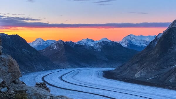 Hochtouren Schweiz | Abendstimmung mit Blick auf den Aletschgletscher