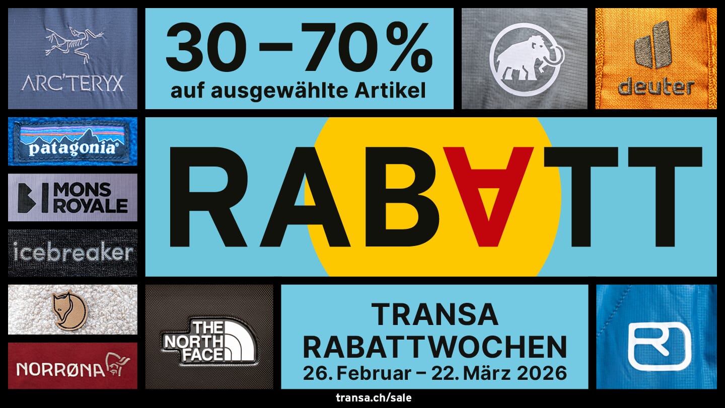 Rabattwochen bei Transa mit Marken, wie Arcteryx, Patagonia und the noth face