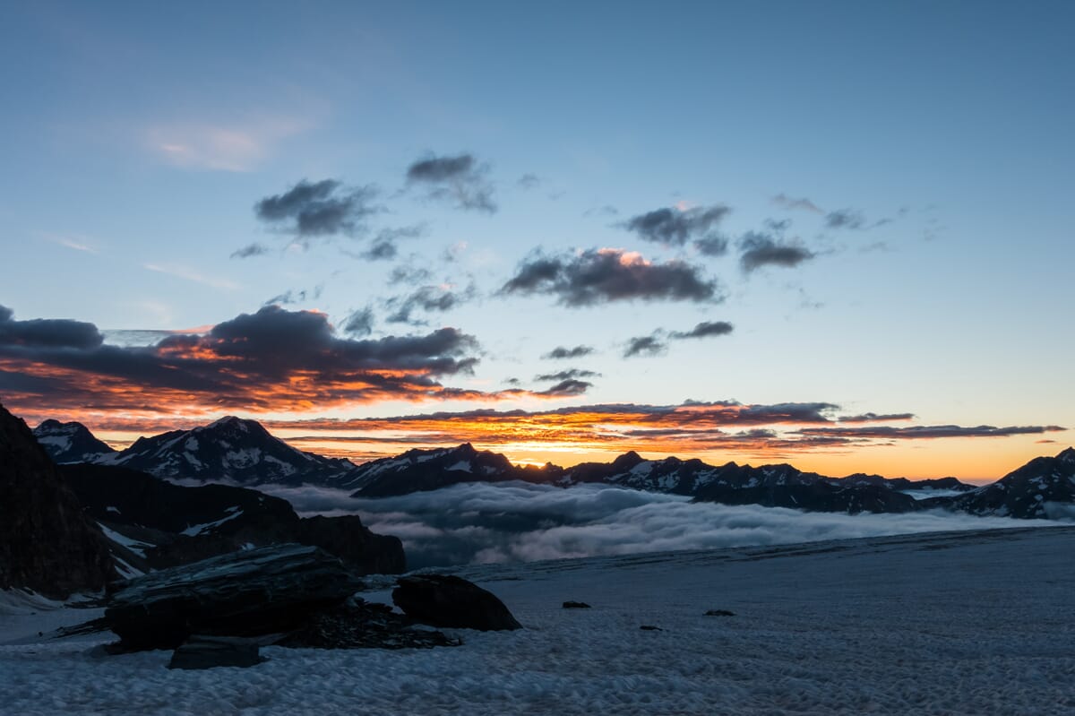 Sonnenuntergang im Hochgebirge | Gletscherlandschaft, Berge und unberührte Natur